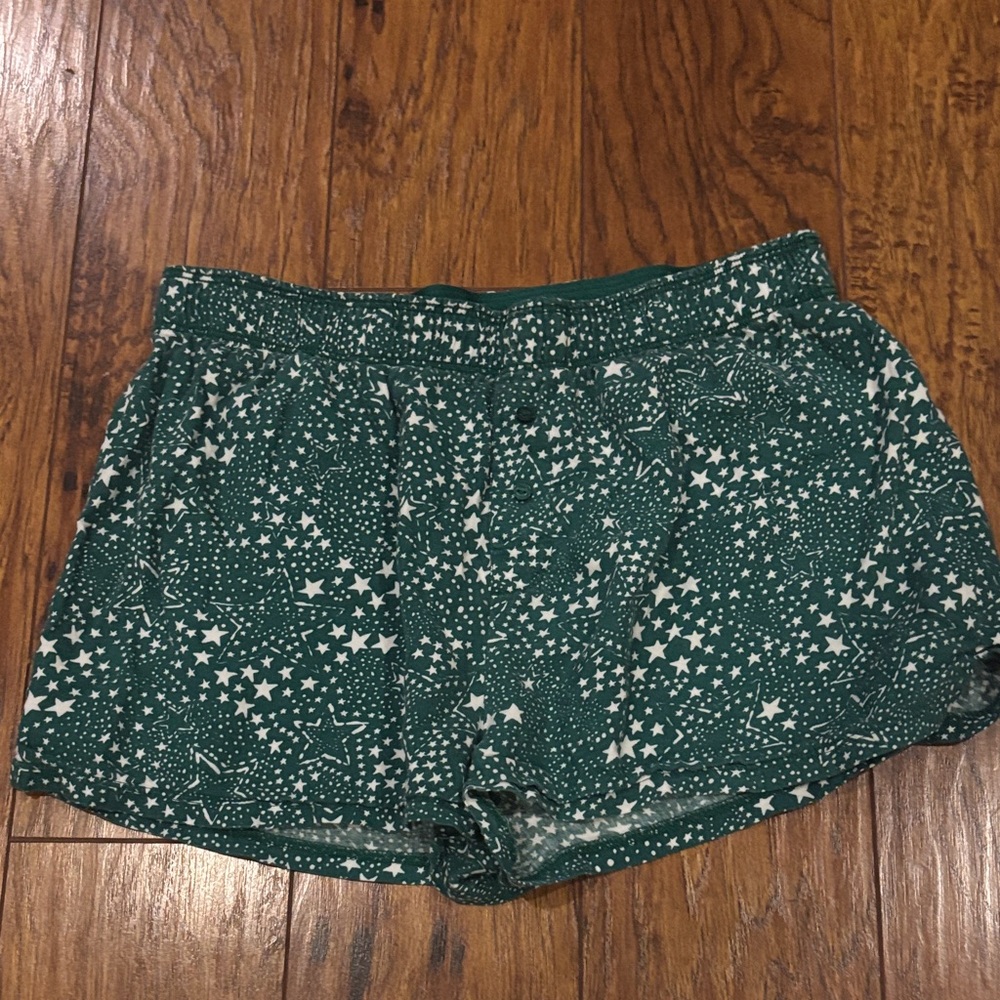 PINK Victoria's Secret Green Starry Pajama Shorts